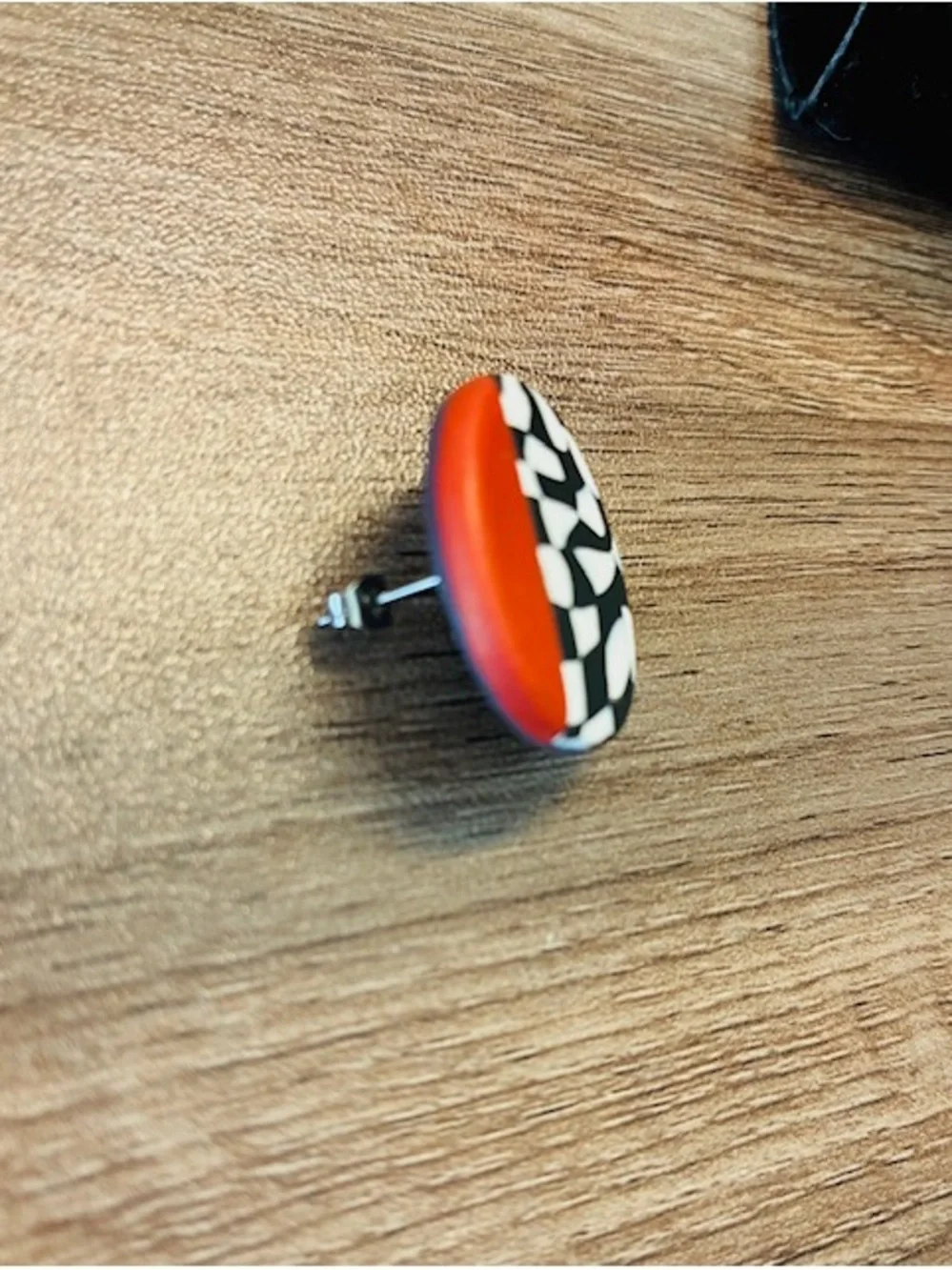 Red‎ and Black Round Patterned Statement Earrings